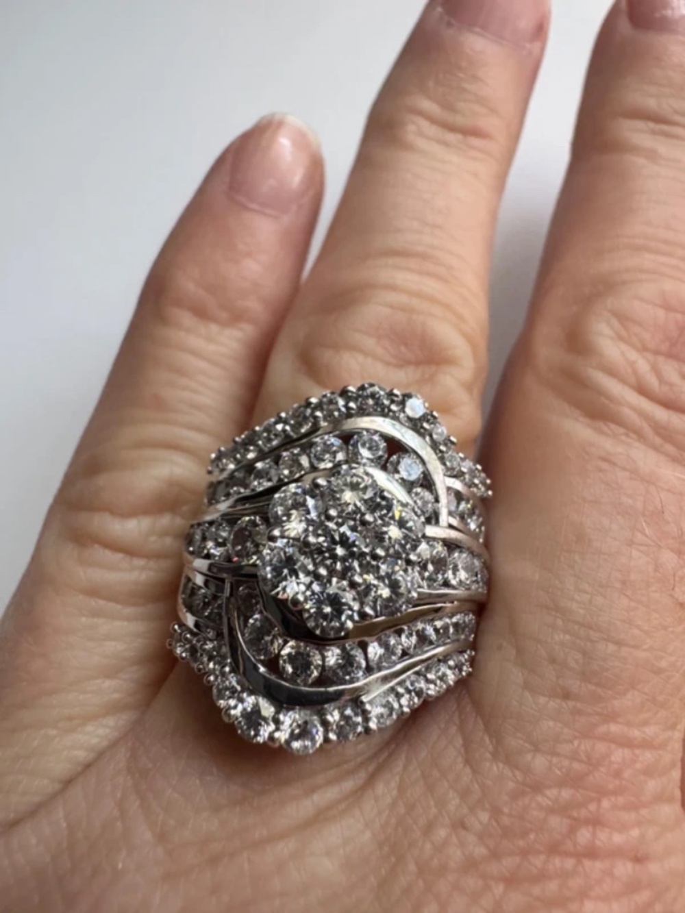 Bella Luce ® 6.26ctw Round CZ Rhodium Over Sterling Silver Ring Size 7